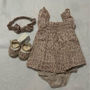 Baby Gap Leopard Print Dress Set, 0-3 months